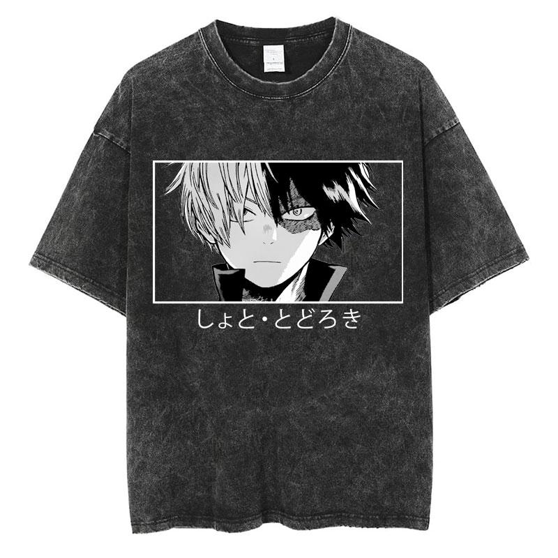 Washed Anime My Hero Academia Bakugo Katsuki TShirt Men Women Fashion Harajuku Manga T Shirts Oversized Cotton Casual T Shirt