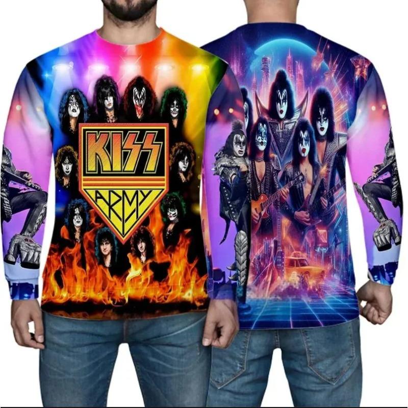 

Топ с круглым вырезом и 3D-принтом, повседневные хип-хоп мужские футболки с длинным рукавом - Мягкая полиэстеровая ткань средней эластичности, одежда свободного кроя для весны и осени L