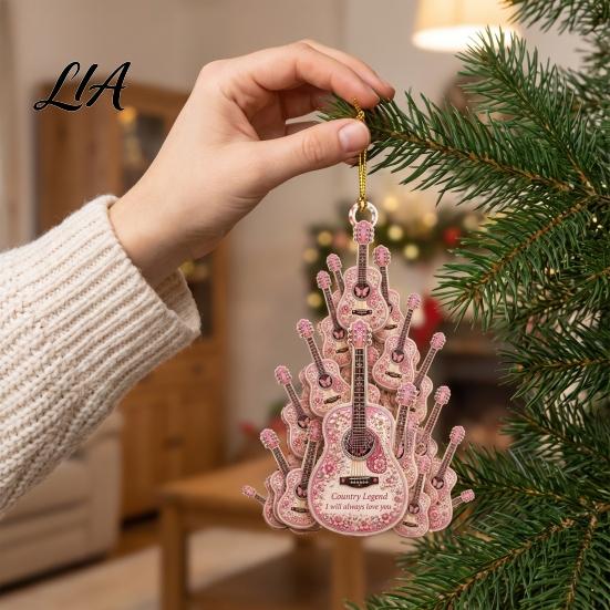 Western Theme Car Rearview Mirror Pendant Guitar Hanging Ornament, 2D Flat Acrylic Pendant, or Country Music Theme, Christmas Tree Decor Cowboy