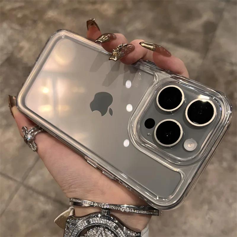 Průhledný nárazuvzdorný tvrdý akrylový kryt pro iPhone 16 15 14 13 12 11 Pro XS Max X XR 7 8 Plus Měkký silikonový nárazník Průhledná Capa