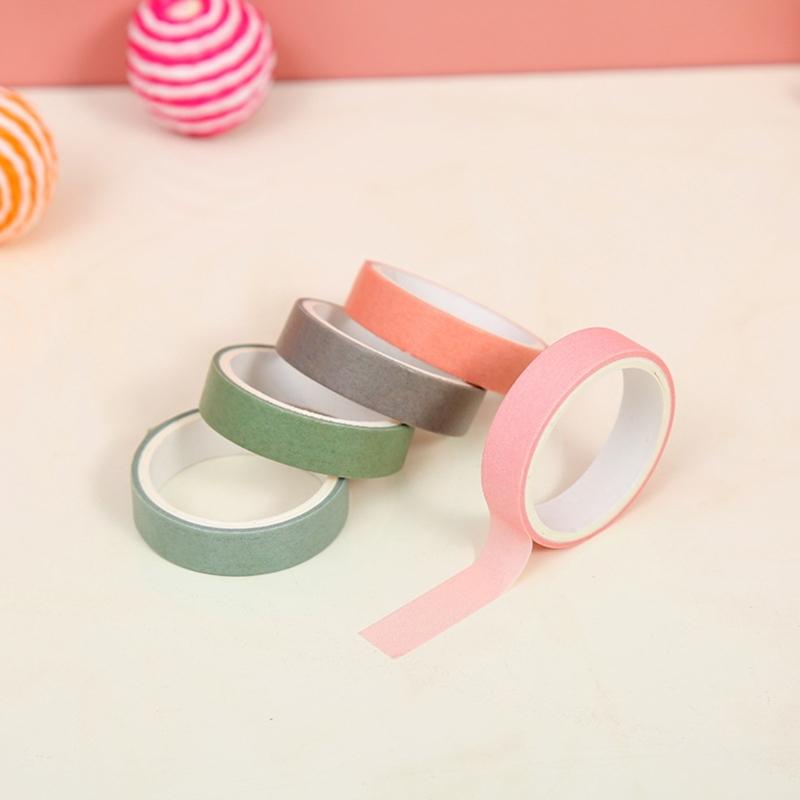 5Rolls 10mmX2M Decorative Tape Aesthetic Paper Tape for Craft Scrapbooking Journal Notebook Photo Album Phone Packaging