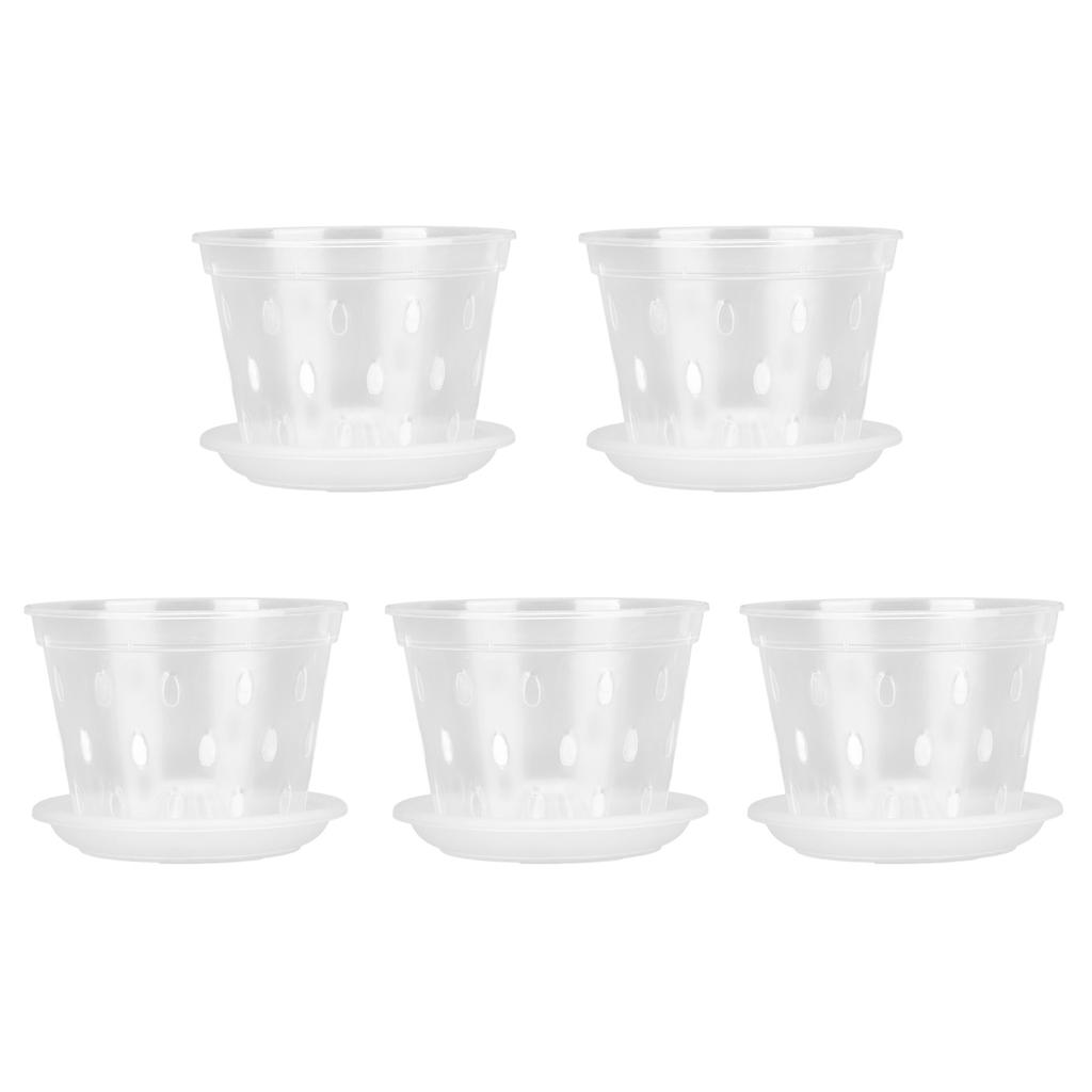 5 Sets Orchid Flower Pot Breathable Clear Orchid Planting Pot with Holes Saucers for Indoor Outdoor