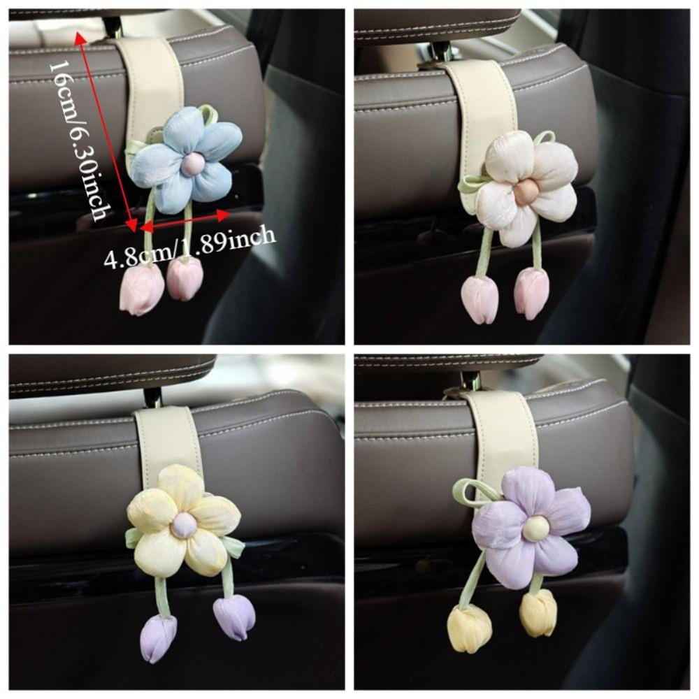 Space Saver Tulip Flower Car Hooks Portable Car Hanging Hook Multipurpose Car Back Seat Hooks SUV