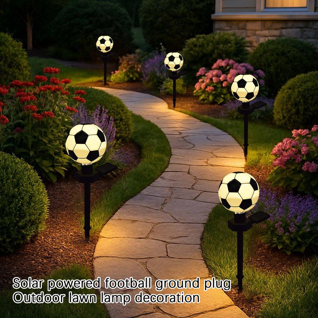 Solar Powered Football Shaped Lawn Stake Light LED Outdoor Garden Landscape Decorative Lighting for Yard Pathway Patio