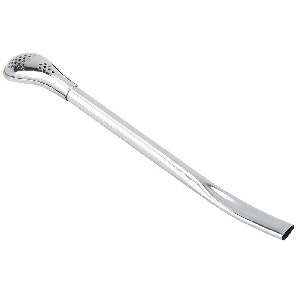 Stainless Steel Metal Drinking Straw Spoon Resuable Washable Cocktail Spoons L