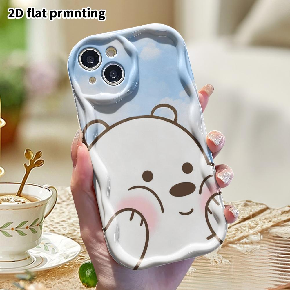 Phone Case: 2D Flat Design Suitable for iPhone 18 17 16 15 14 13 Pro Protective Case, White Bear, Perfect Christmas and Halloween Holiday Gift