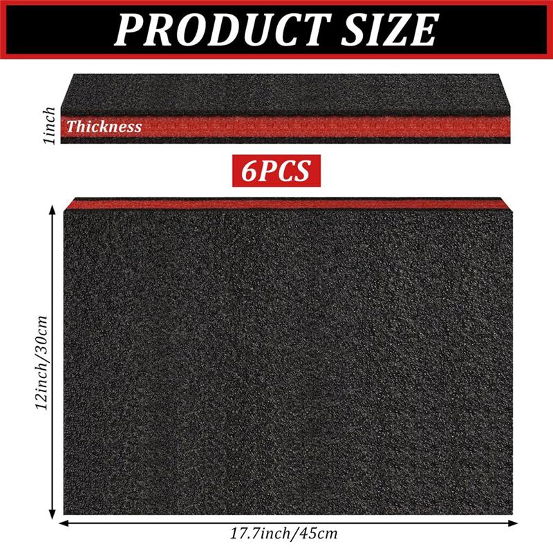 A84E-6Pcs Tool Box Foam,Foam Inserts For Cases,Tool Box Liner Polyethylene Tool Foam Sheets,Organizer And Storage Tool Shadow