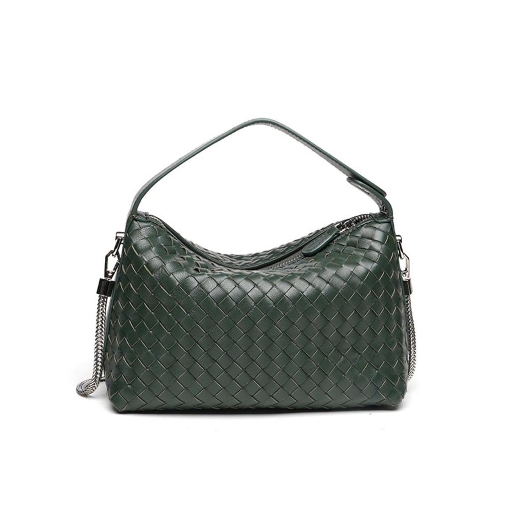 Trendy women's bags factory direct sales first layer sheepskin pure hand-woven bag portable crossbody versatile pillow bag