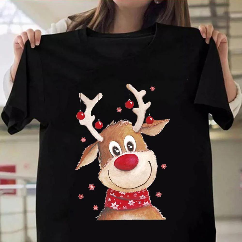 New Christmas Reindeer TShirts Deer Women Fashion Short Sleeve  Streetwear Harajuku Unisex Tees Tops Clothing