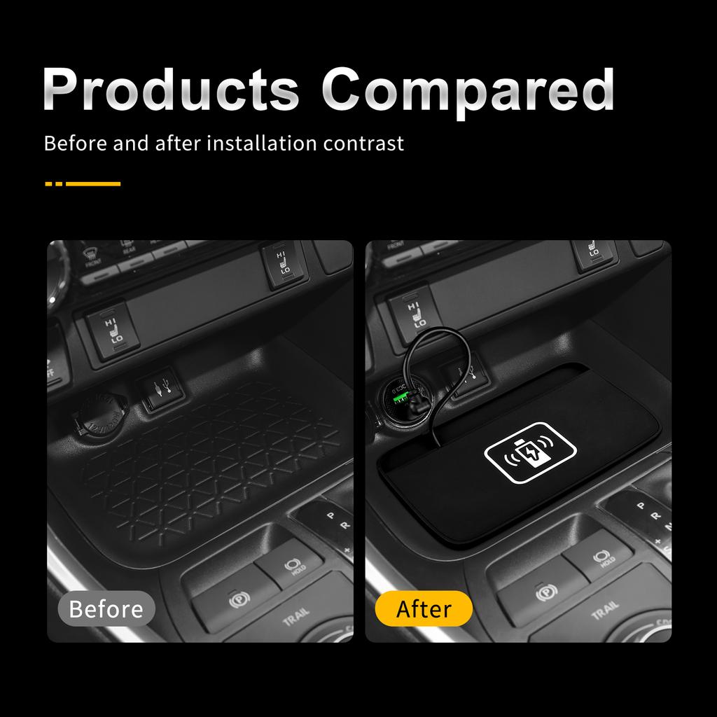 For Toyota RAV4 2019 2020-2025 Car Wireless Charger Pad Fast Charging Center Console Organizer Interior Modification Accessories