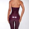 New Cross-Border Sexy Deep V Halter Leather Bodycon Women's Jumpsuit