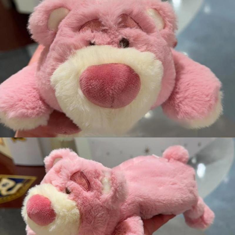

Cute Plush Pink Lying Posture Strawberry Bear Pencil Case Student Stationery Supplies Cosmetics Storage Bag Gifts 1pc