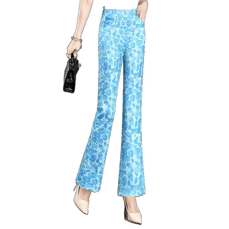 Elastic Waist Women's Plaid Micro Flare Pants - Summer Versatile 2025 Slimming Bodycon Stretchy Fashion.
