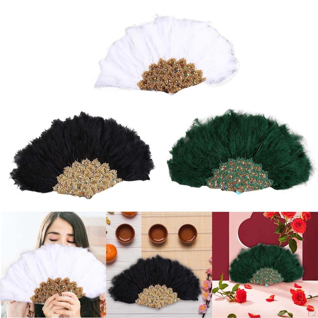 0s Retro Style Folding Fan Woman Dancing for Costume Show Party Wedding Decoration