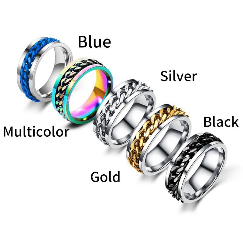 Buy 5 Colors Fidget Rings for Anxiety Stainless Steel Spinner Ring Anti
