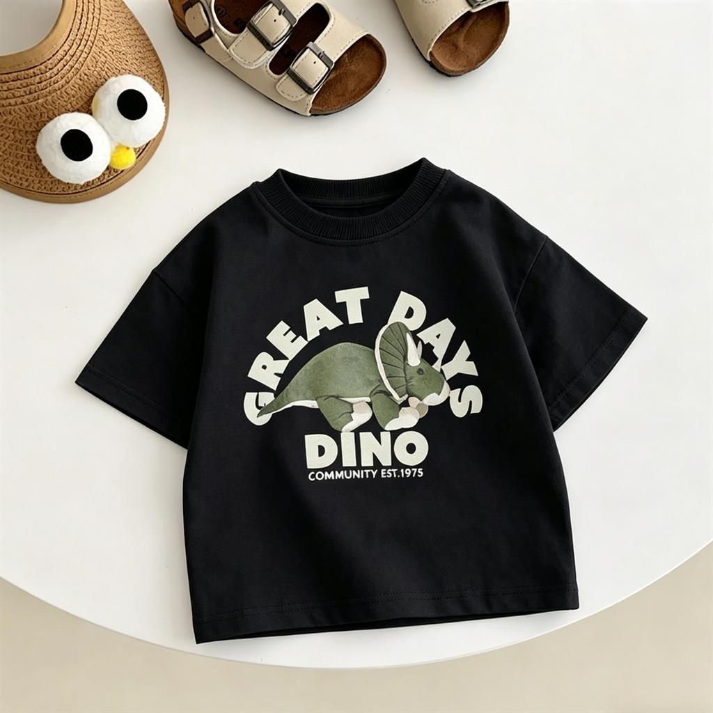 Kids Summer Clothes Short-sleeved Tops Cartoon Printed TShirt Cotton Wear Loose Casual Sports TShirt Thin All-match Pullovers
