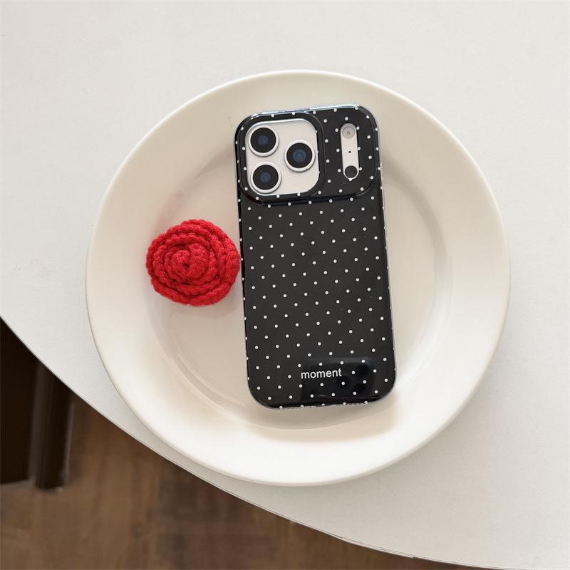

Korean Polka Dot Red Rose Stand Case for iPhone 17/16 Pro Max/15/14 Apple 17 Pro Max