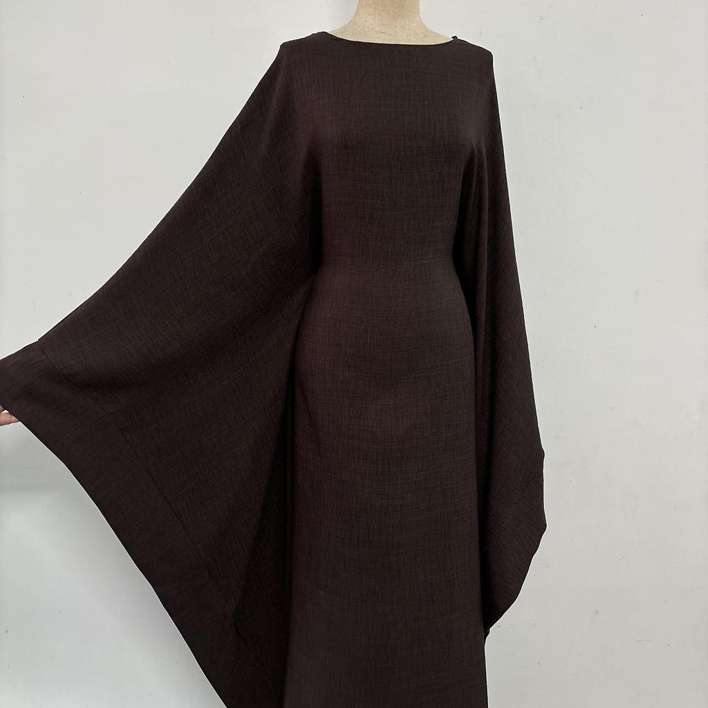 Yiduo Duo Waist-Slimming Batwing Sleeve Dress with Belt