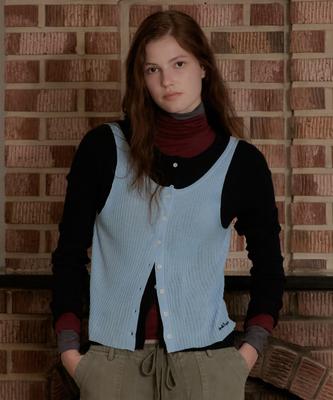 Seutyudioaenpaleukeu Layered Contrast Singlet Knit_Blue