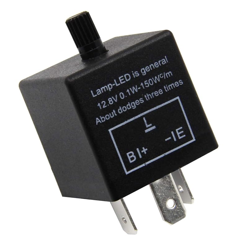 ZOOKOTO 12V 3 Pin Electronic LED Flasher Relay 0.1W-150W C/m Motorcycle Turn Signal Adjustable Flasher CF13