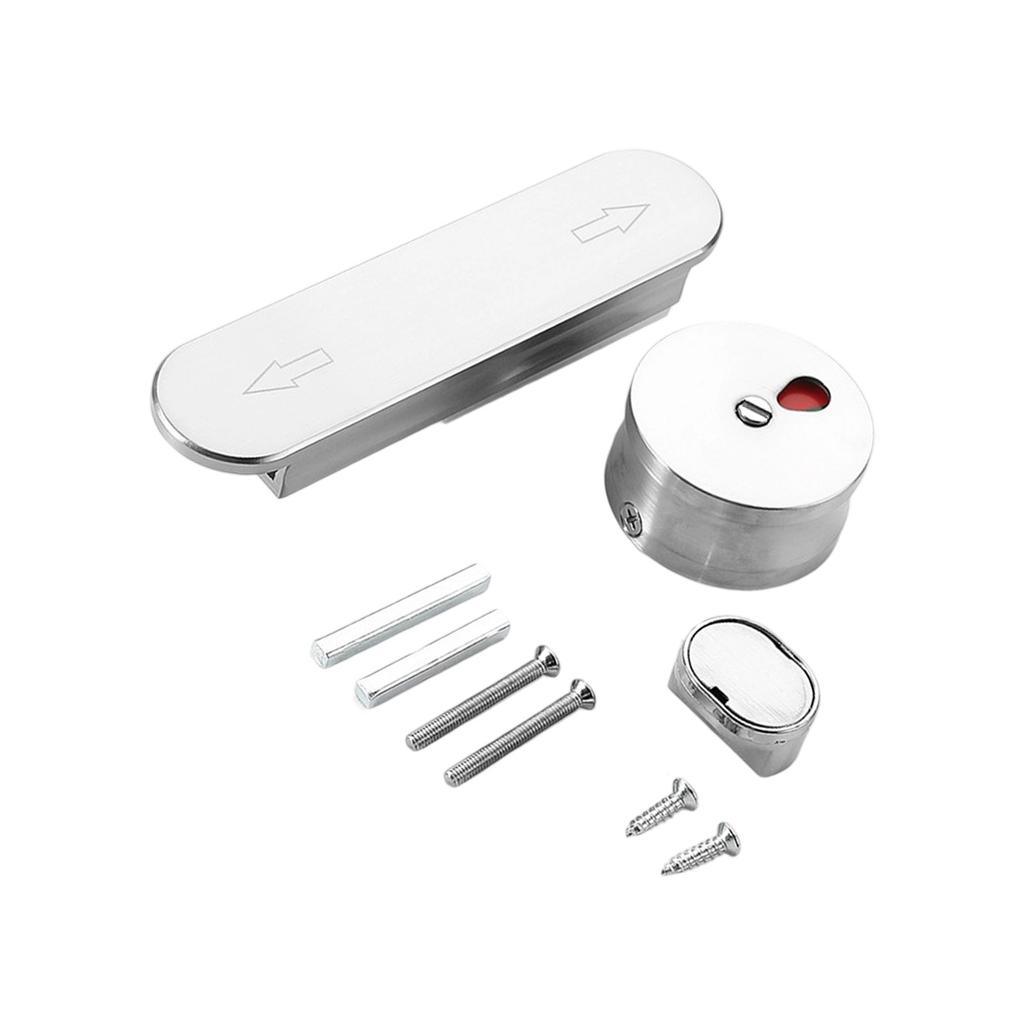 Quiet Push Lock Bathroom Sliding Door Bolt Zinc Alloy Partition Door Lock with Occupancy Indicator Easy Installation