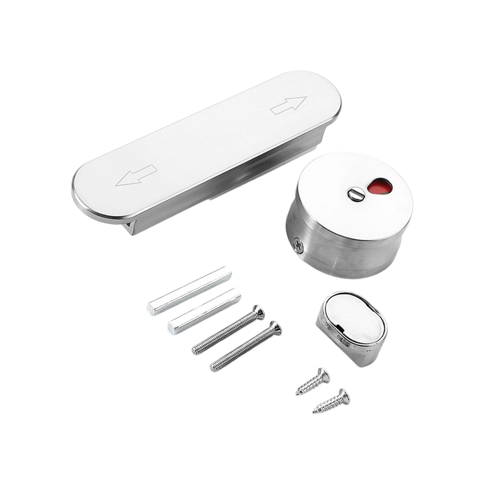 

Quiet Push Lock Bathroom Sliding Door Bolt Zinc Alloy Partition Door Lock with Occupancy Indicator Easy Installation A