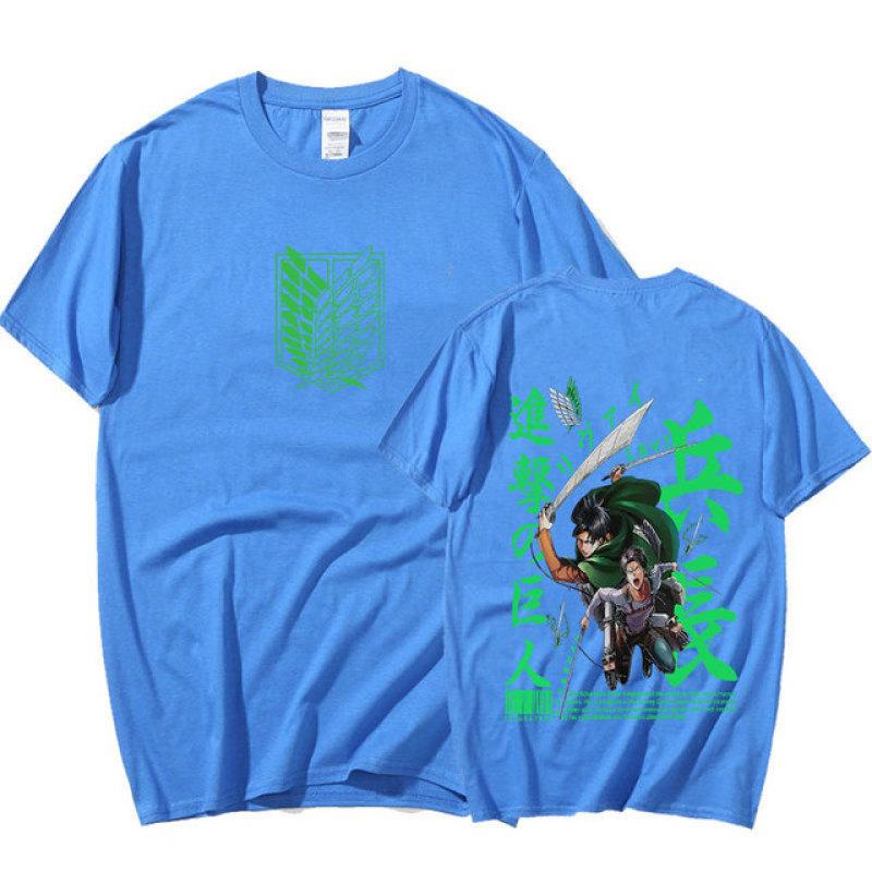 Tricou cu anime japonez Attack on Titan Manga Levi Ackerman Shingeki No Kyojin Tricou unisex casual din bumbac cu mânecă scurtă