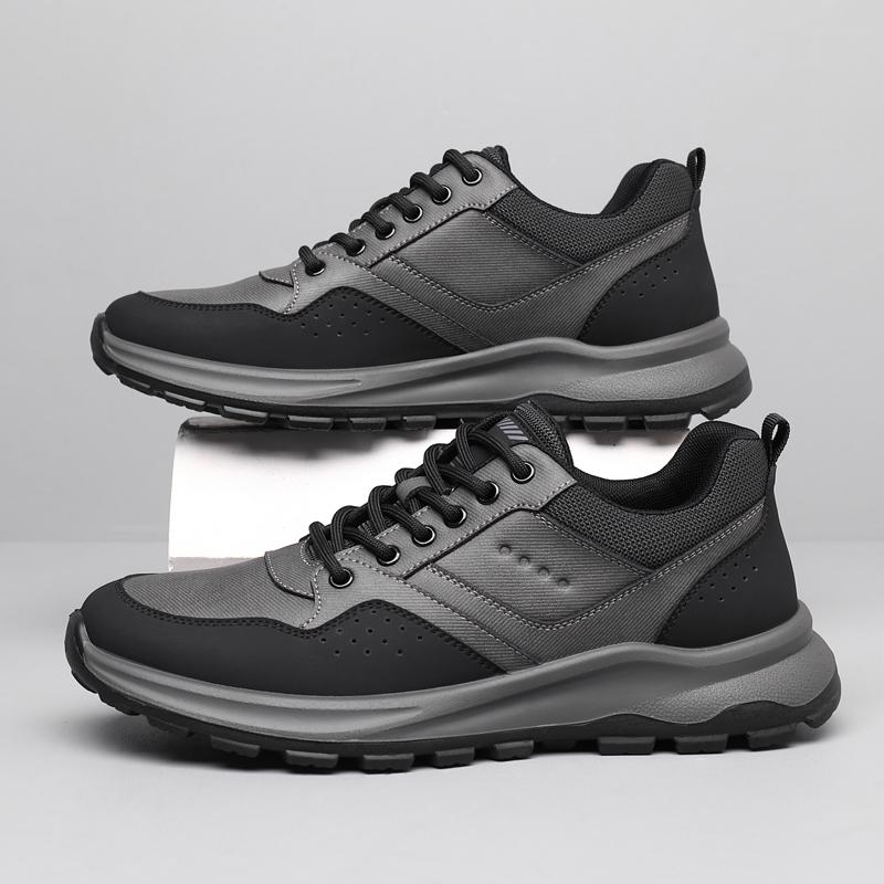 Fashion Leisure Walk Leather Sneakers Comfortable Casual Shoes Comfy Men's Trainers Lace Up Treking Footwear Outdoor Male Sports Shoes