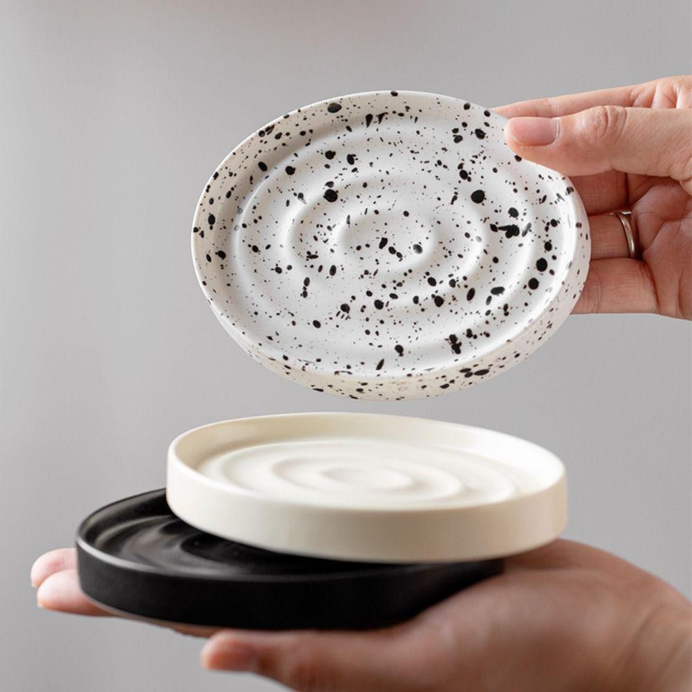 Desktop Shelving Ins Ceramic Soap Dish Nordic Solid Color Drain Rack European Style Simple Sink Surface Shelf Household