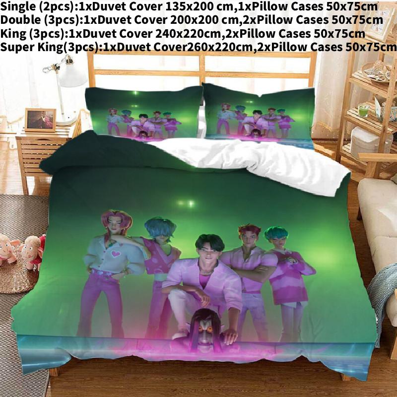 Kpop Hunters Demon Digital Print Duvet Cover Pillowcase Set Bedding Bedroom