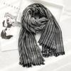 New 190*80cm Artistic Style Striped Cotton Linen Scarf Shawl Men's and Women's Same Style Mori Foulard En Mousseline Scarves