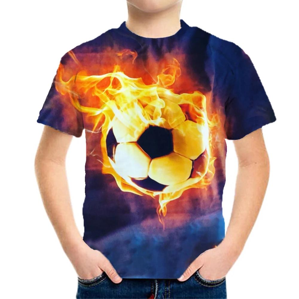 Cool football boy's T-shirt 3D printed football children's clothing boy and girl's T-shirt short sleeved casual youth children's clothing top