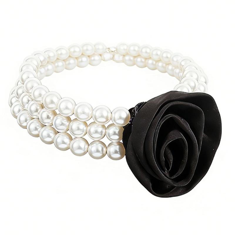 

Sustainable Resin Vintage Pearls Rose Necklace Simple Maintenance Neck Accessory for Sustainable Lifestyle Enthusiasts