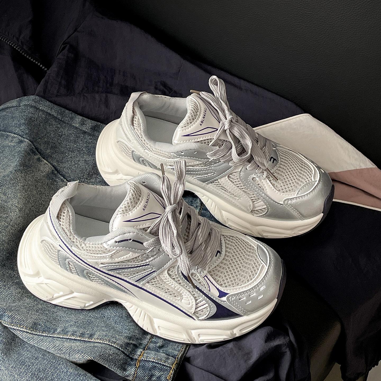 

Queen Fan s explosive retro heightening platform dad shoes women s summer 2025 new soft-soled versatile sports shoes 40 синий