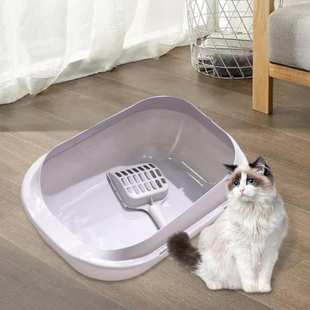 Cat Litter Tray Open Top Pet High Sided Splashproof Kitten Potty Toilet for Indoor Cats
