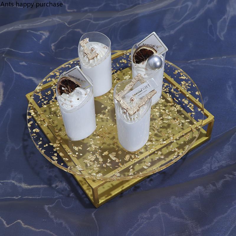 Supporto per Torta in Metallo Acrilico Tavolo da Dessert Dorato Piatto da Dessert per Matrimonio Supporto Espositore Decorativo Pirofila per Torta Piatto per Dim Sum Piatto per Pane