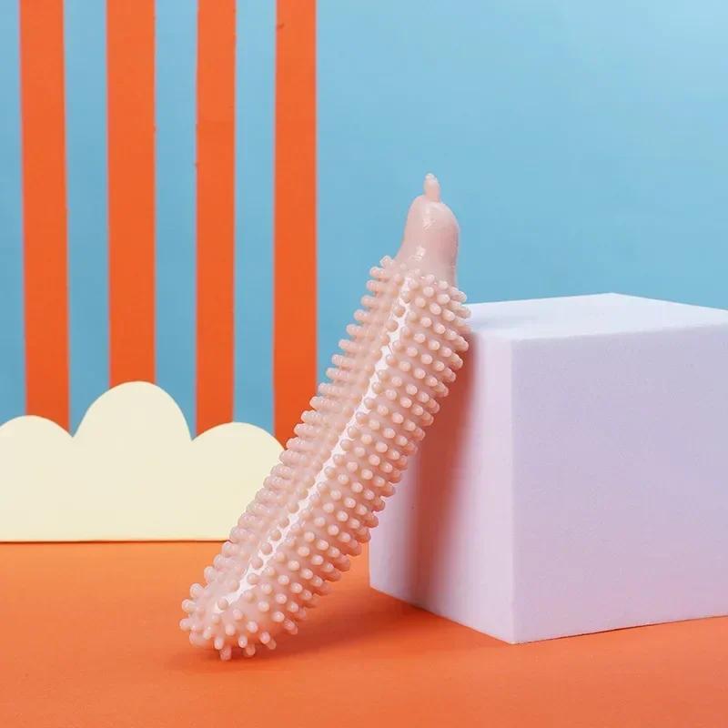 

Durable Dog Chew Toys for Aggressive Chewers Interactive Cucumber Bite Sticks Long Lasting Teeth Cleaning and Gum XS рожевий