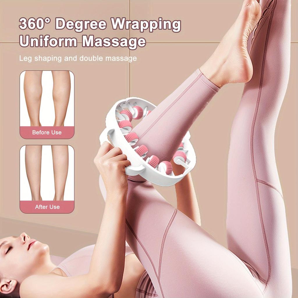 360 Degree Muscle Roller 12 Wheel Ring Leg Massager for Calves Legs Arms Plastic Fascia Roll On Fat Burner Cellulite Remover Body Shaper
