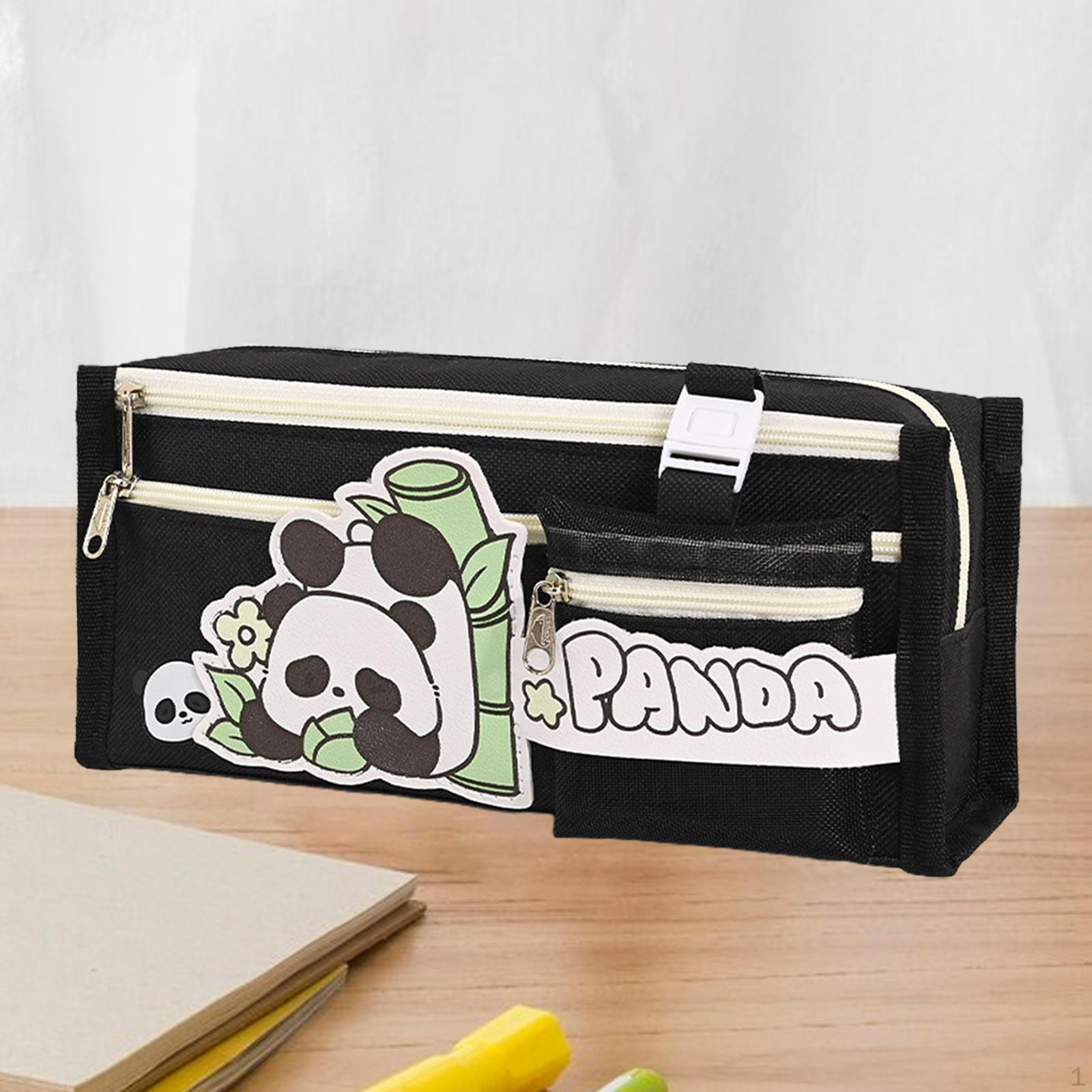 

Пенал из холста, многофункциональная сумка для канцелярских принадлежностей большой емкости для детей Black Panda
