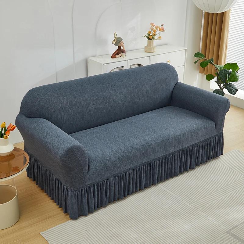 1pc Elastic Printed Sofa Slipcover with Skirt Sofa Cover Couch Cover Furniture Protector Bedroom Office Living Room Home Decor