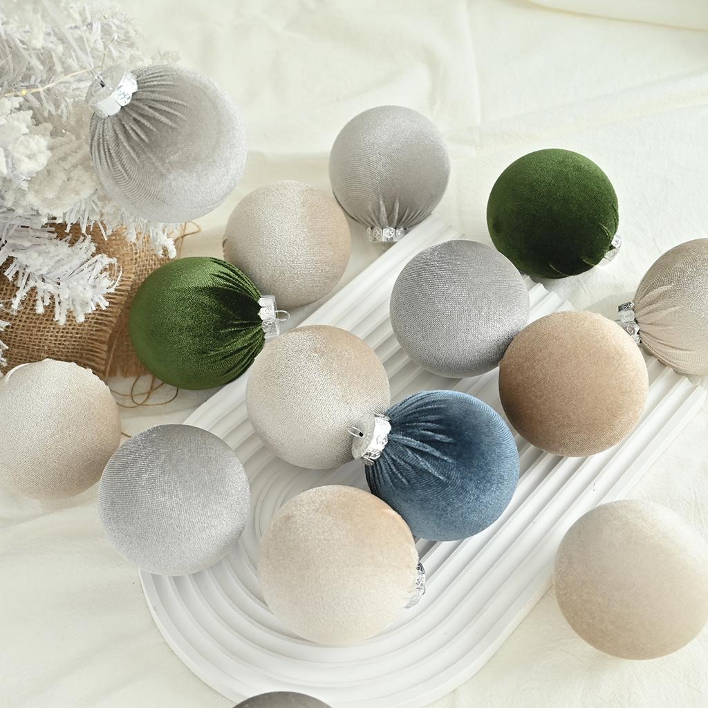 Velvet Christmas Ornaments Balls 15 Pcs 3.1 Inches / 8cm Large Christmas Baubles Shatterproof Xmas Ball for Christmas Tree