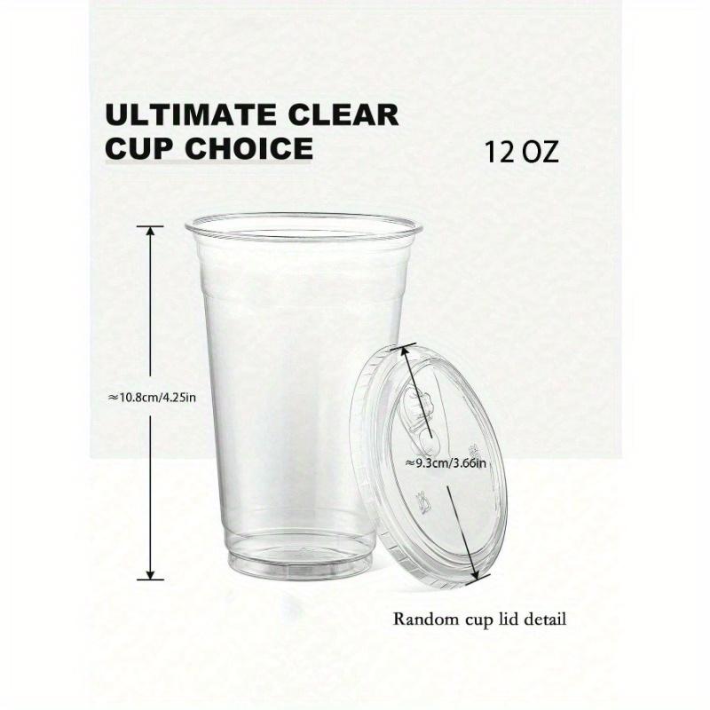 10pcs Clear Cups for Ice Cream Coffee Fruit Juice Drinks 12oz Plastic Cups with Sip Lids Disposable Cups for Iced Coffee Milkshake Cold Drinks