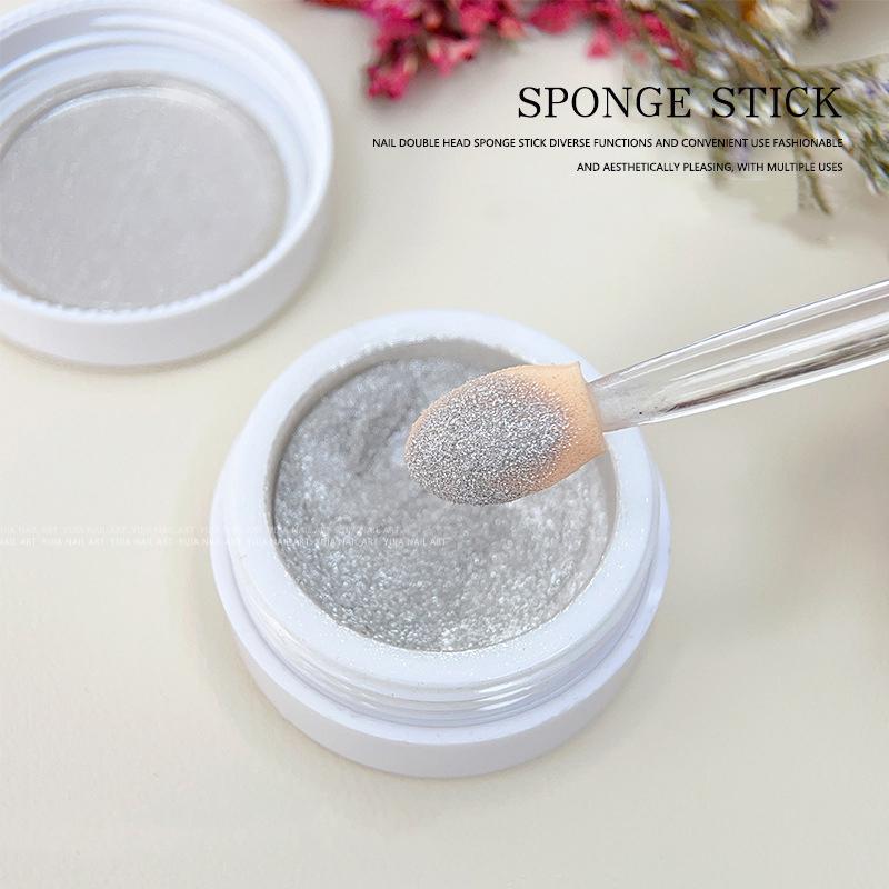 

20 Pcs Dual Sided Eyeshadow Sponge Applicators Disposable Holographic Chrome Mirror Nail Powder Brush Nail Art Tools one size