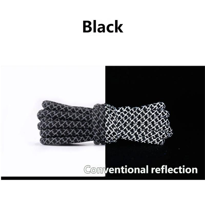 Reflective Polyester Shoelaces 120cm Long Anti Slip Woven Round Shoe Laces Replacement For Sneakers Casual Foowear