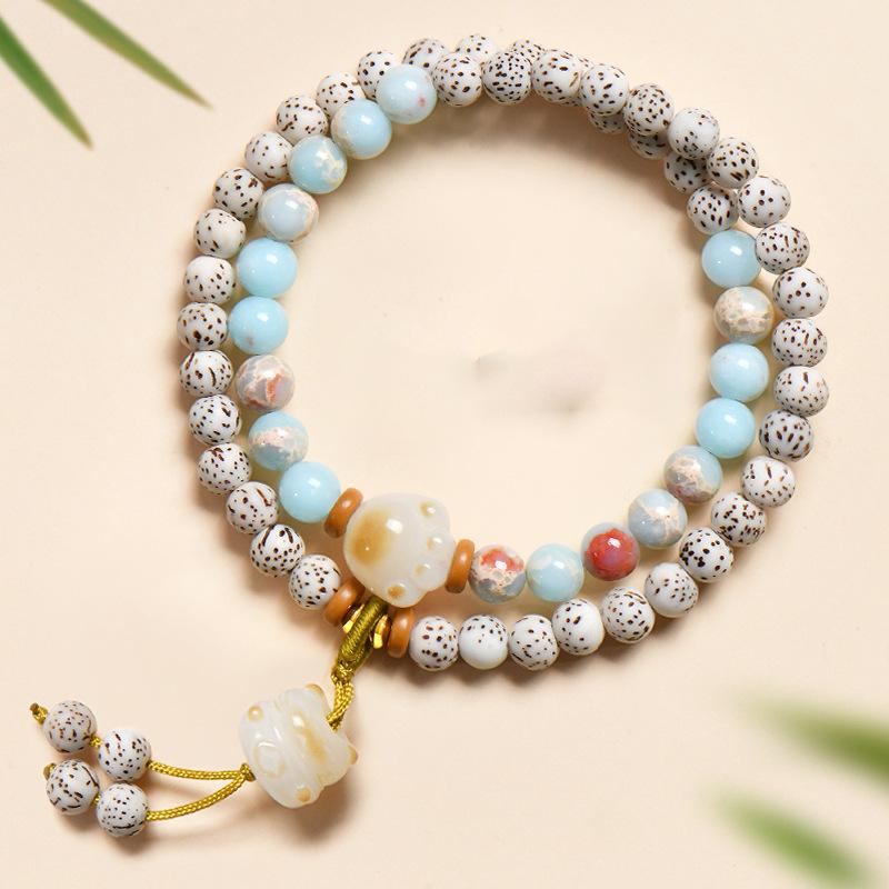 Star and Moon Bodhi Shoushan Stone Bracelet for Women, Fortune Cat Claw Bodhi Seed Bracelet, Birthday Gift for Girlfriend Bodhi bracelet with Shous