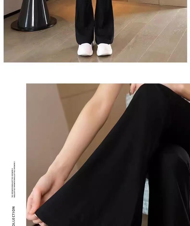 **Women's High Waist Black Micro Flare Pants - Slimming, Petite, Elastic, Stretch, Summer Style for the Middle East**