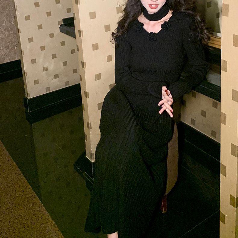 Нежный французский дизайн цветочный шарф вязаное платье для женщин осень и зима новый — фото 15