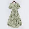 Women's Fashion Casual V Neck Short Sleeve Ruffled Vintage Printed Dresses