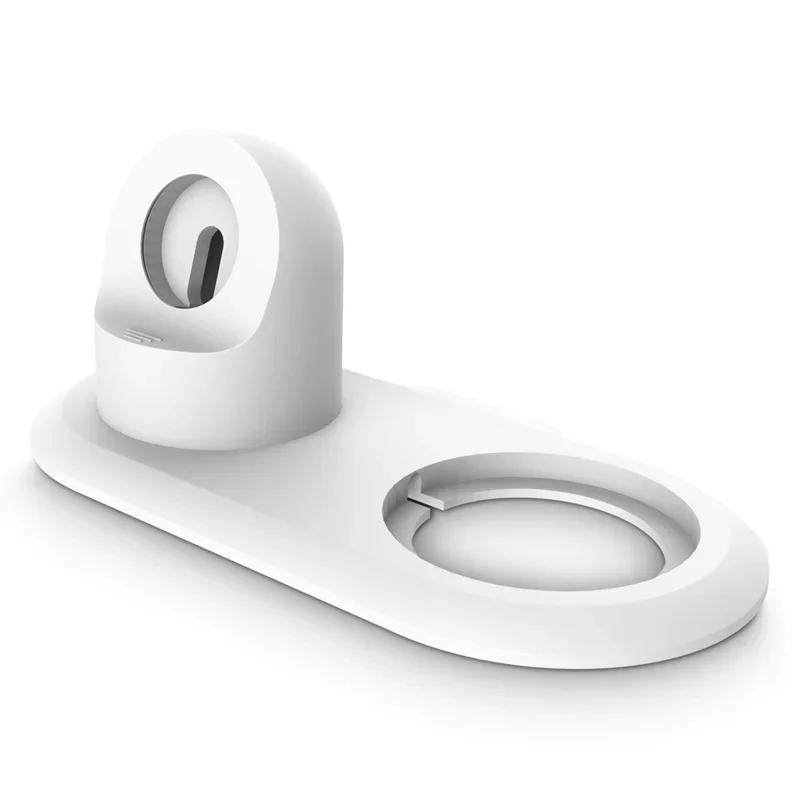 2in1 Charging Station Desktop Skin Silicone Charger Stand Holder Dock for Apple Watch 10 9 8 7 6 5 4 3 2 1 Ultra 2/SE iPhone 14