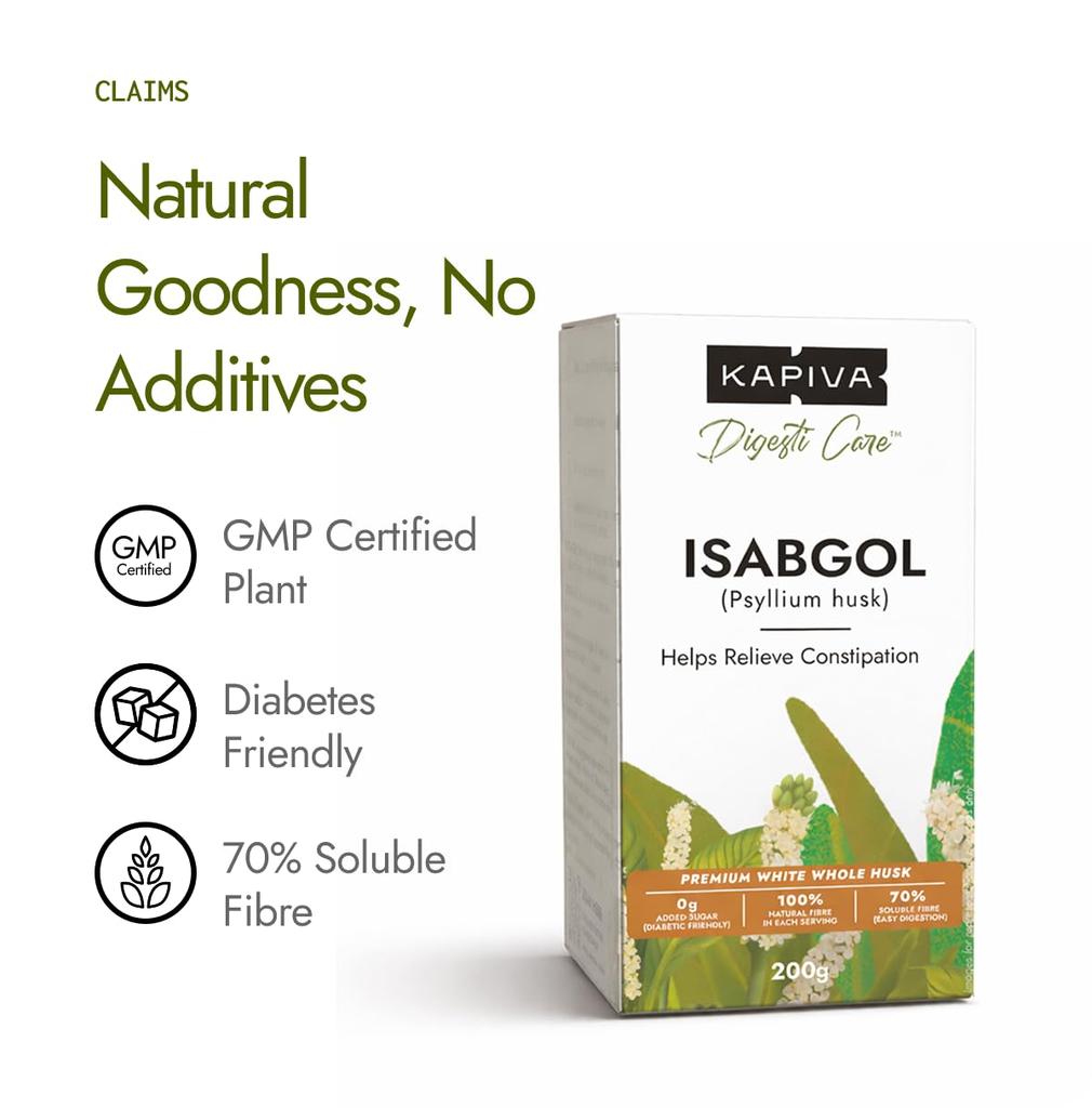 Kapiva Isabgol Psyllium Husk Premium Dietary Fibre Supplement For Digestive Support And Regularity 200g Pack Of 1
